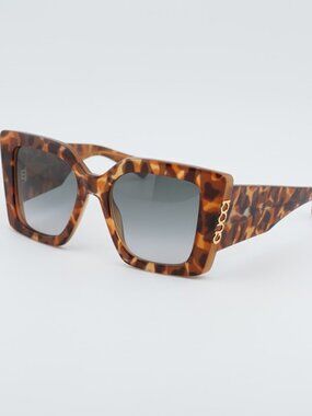 Gucci GG2039S 004 Sunglasses Havana Butterfly Frame, Grey Gradient Lenses